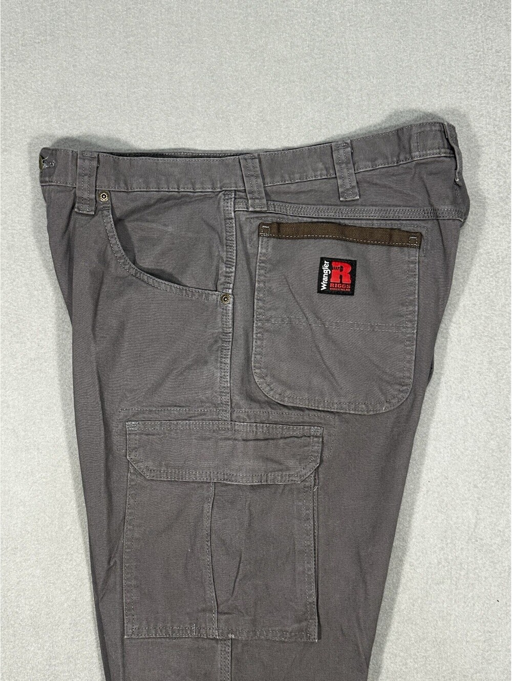 Wrangler Riggs Workwear Pants Mens 36x34 (34x29Measured) Gray Cargo Carpenter